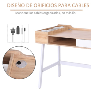 Mesa de Ordenador Escritorio de Madera 100x55x81,5cm Blanco