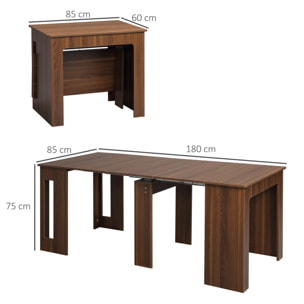 Mesa de Comedor Extensible para 4-6 Personas Mesa Consola con Alas Abatibles Mesa Auxiliar Multifuncional para Estudio Cocina Carga 60 kg 180x85x75 cm