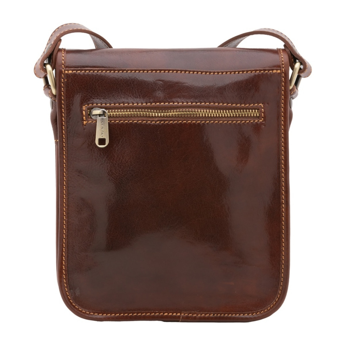 Borsa a tracolla uomo in vera pelle - Modello False - Made in Italy - 23.0 x 20.0 x 9.0 cm