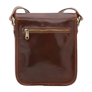 Borsa a tracolla uomo in vera pelle - Modello False - Made in Italy - 23.0 x 20.0 x 9.0 cm