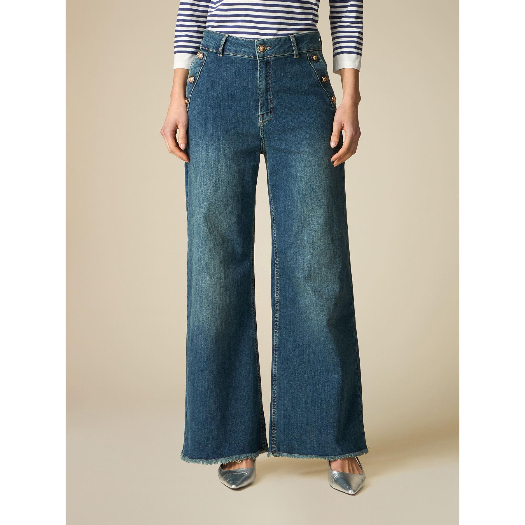 Oltre - Vaqueros wide cropped eco-friendly - Azul