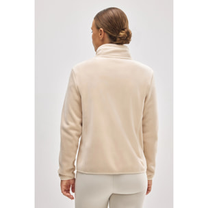 Giacca termica in pile avorio in stile sportivo