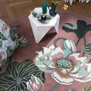 Tapis rond fait à la main en laine motif floral VAFI