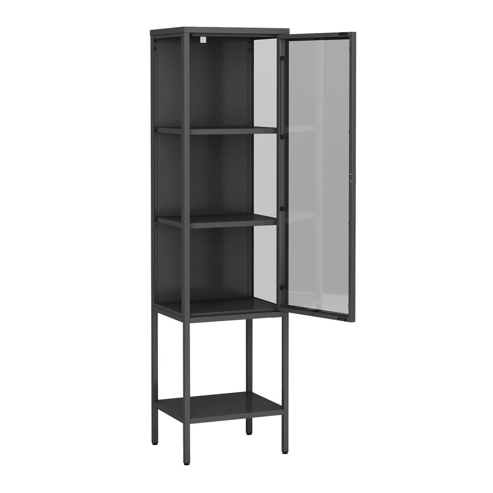 Vetrina Laces, Credenza espositiva, Vetrinetta multiuso, Madia da soggiorno, 42x35 h160 cm, Ardesia
