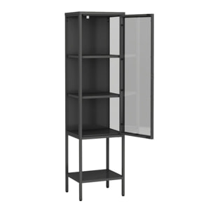 Vetrina Laces, Credenza espositiva, Vetrinetta multiuso, Madia da soggiorno, 42x35 h160 cm, Ardesia