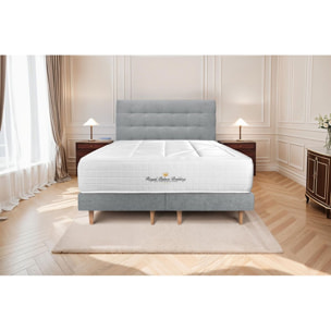Lit Windsor double Sommier monobloc en tissu - pieds bois