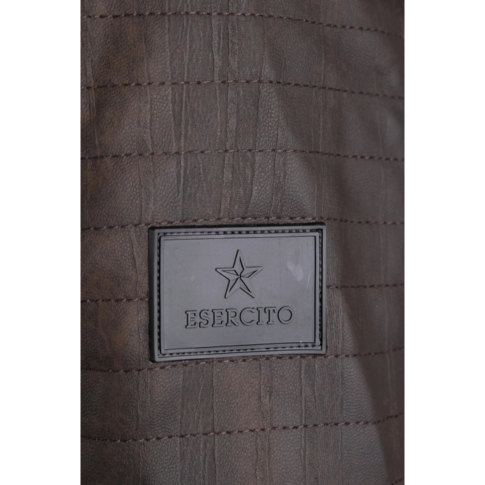 Giacca Esercito marrone in pelle con zip uomo