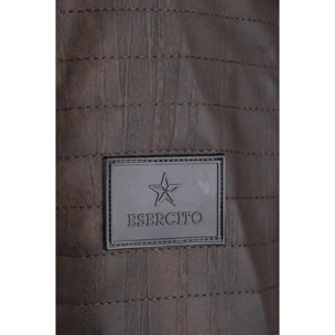 Giacca Esercito marrone in pelle con zip uomo