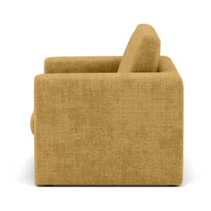 Marilia - Canapé 2 places convertible déplimousse en velours texturé - Jaune