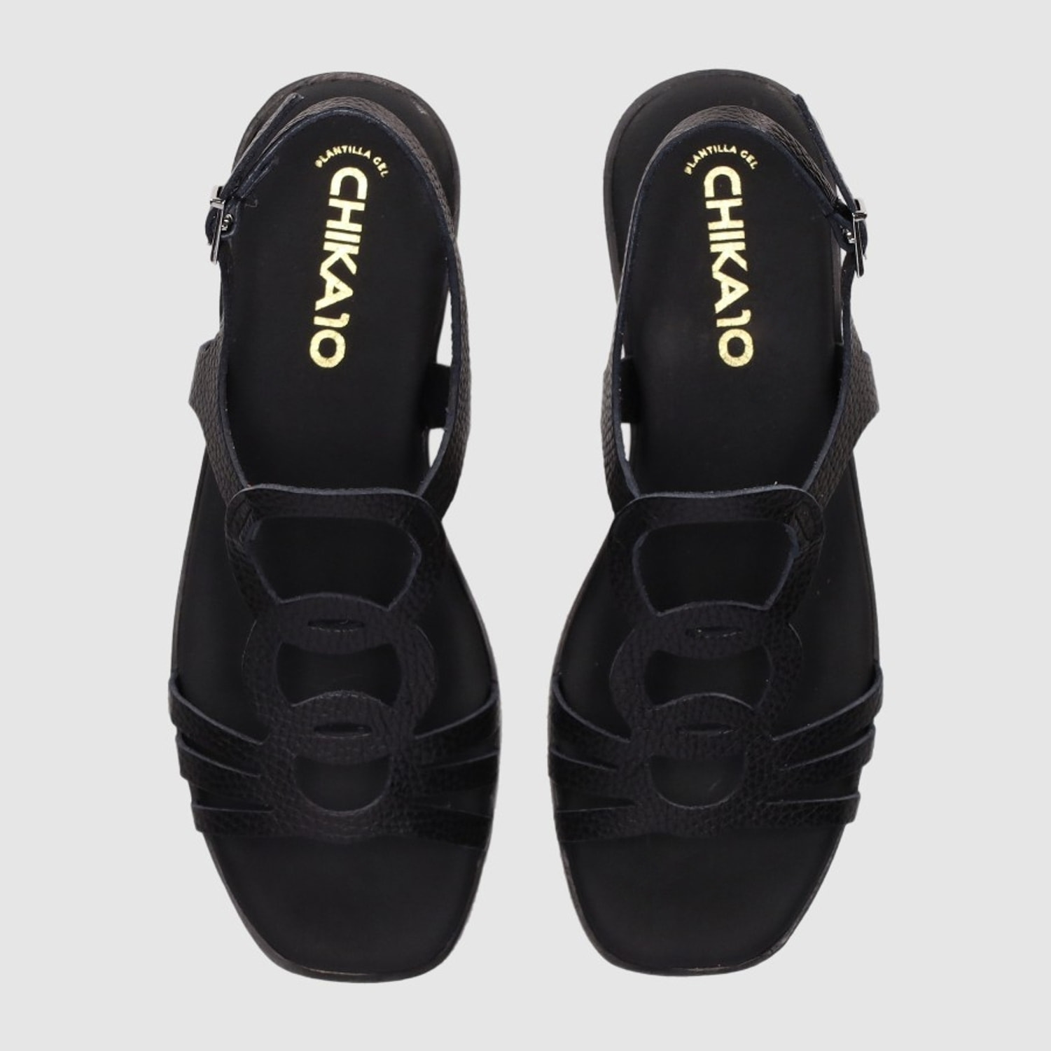 Sandalias de Piel - Negro - Tacón: 3 cm