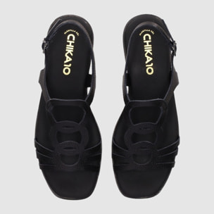 Sandalias de Piel - Negro - Tacón: 3 cm