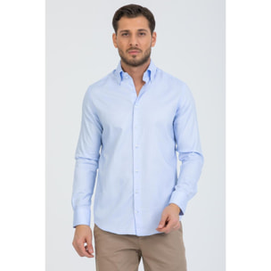 Camicia Uomo 2 Bottoni Button Down Slim Oxford unito Celeste
