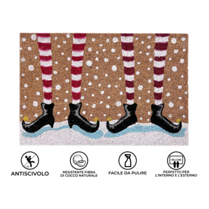 Zerbino Natalizio Ingresso Casa Antiscivolo In Cocco Gambe Elfo