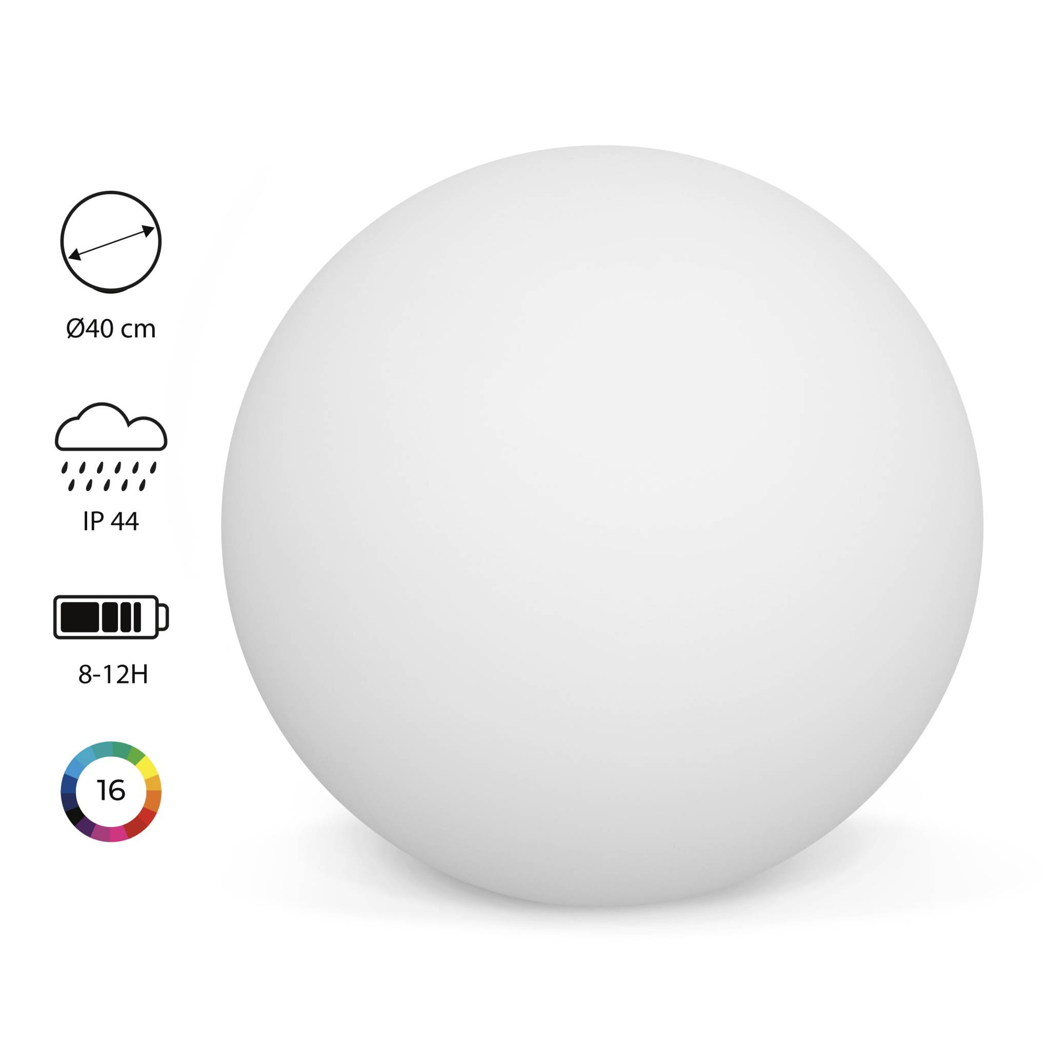 Boule LED 40cm - Sphère décorative lumineuse. 16 couleurs. Ø 40cm