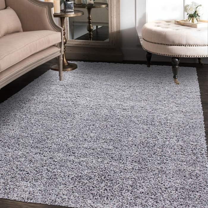 Tapis poils longs shaggy tissé motif uni ROCA