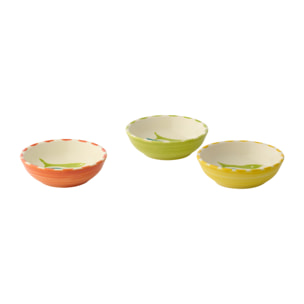 J-Line Bol Poisson - céramique - multicolore - small - 3 pièces