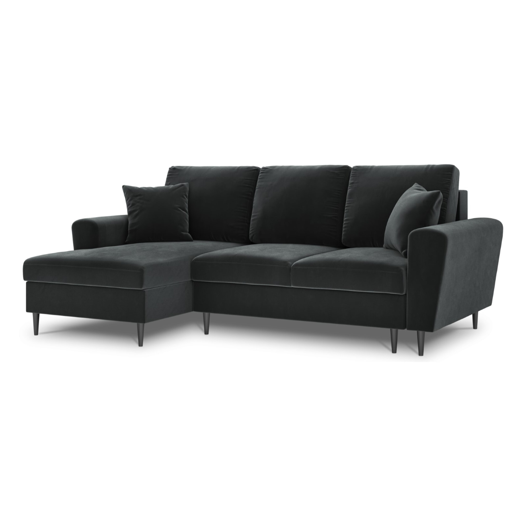 Canapé d'angle gauche convertible avec coffre de rangement "Kyoto" 4 places en velours gris foncé