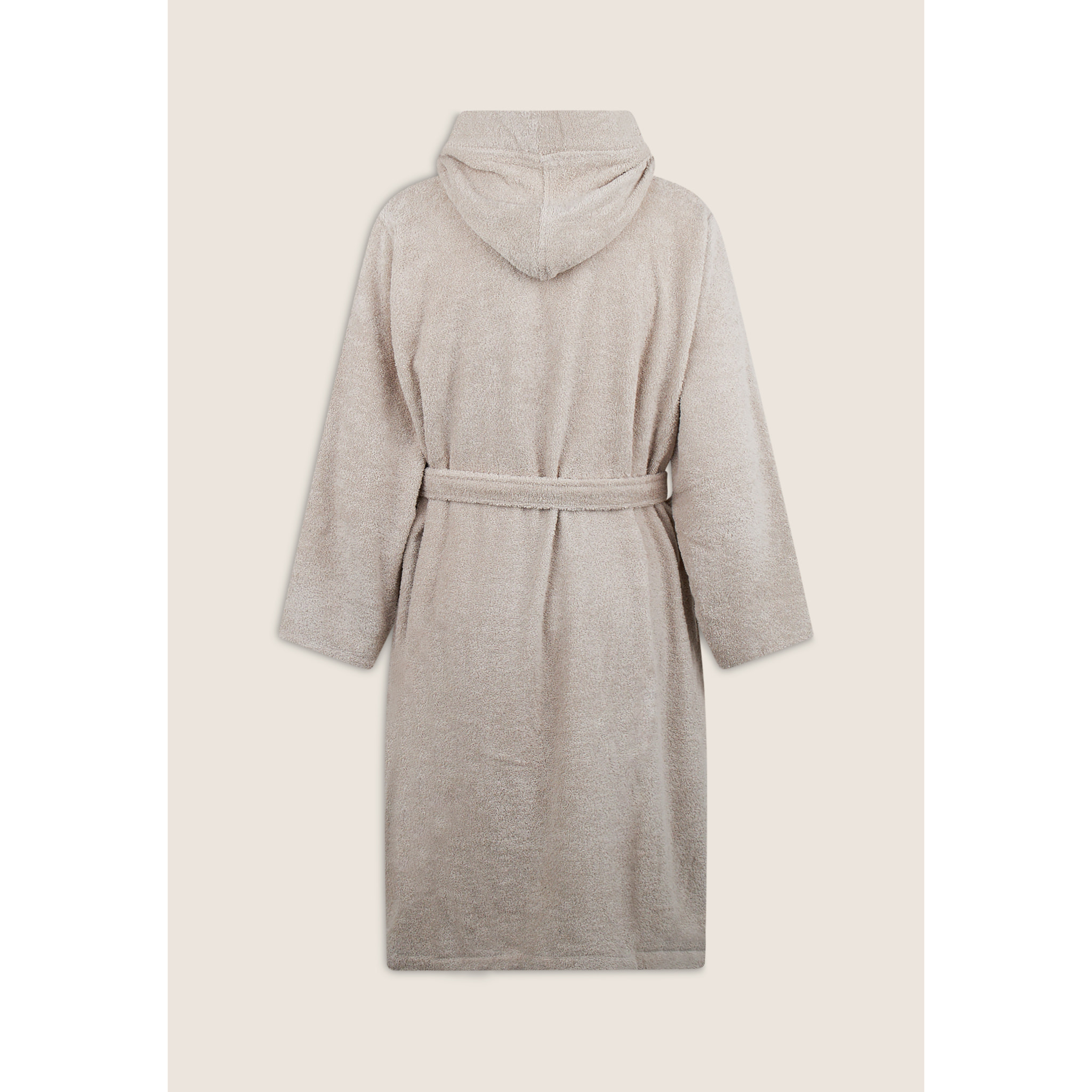 Accappatoio Beige in Spugna con Logo Ricamato e Tasche