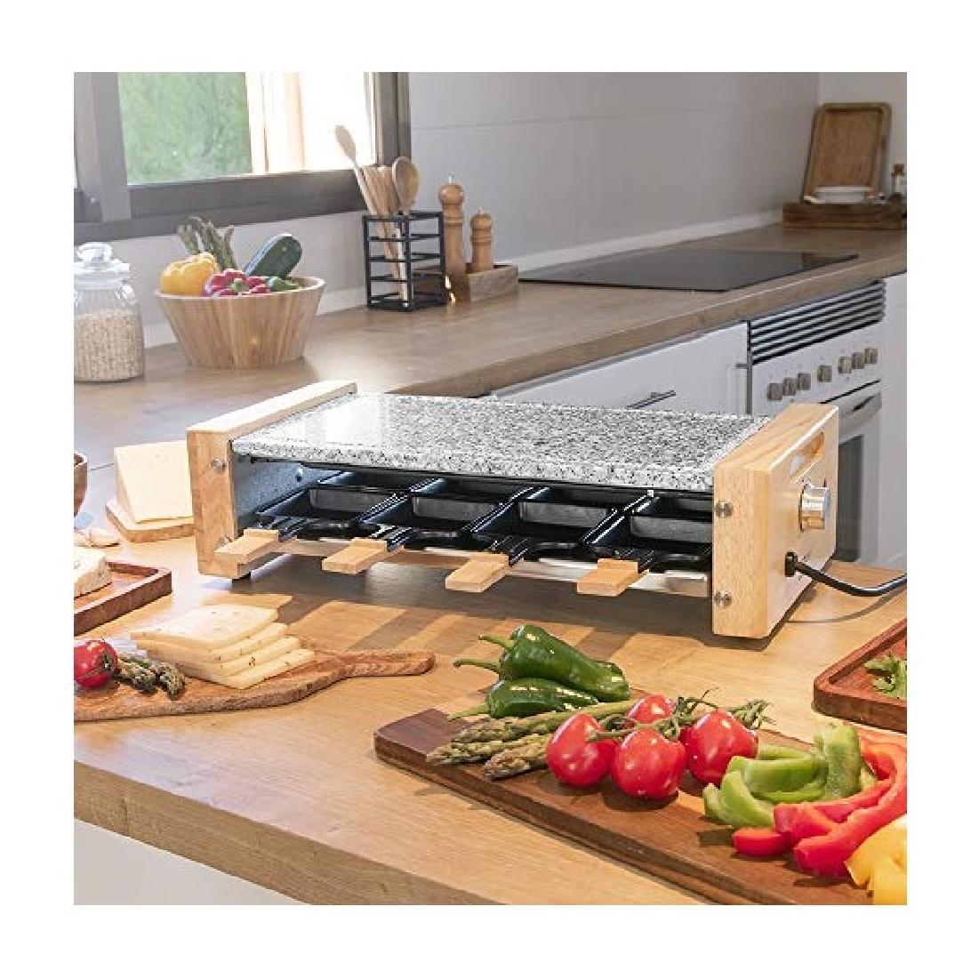 Cecotec Raclette Cheese&Grill 8600 Wood AllStone. Puissance 1200 W, Plaque en pi