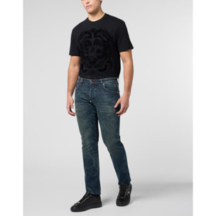 PHILIPP PLEIN Printed Super Straight Cut Jeans Tattoo