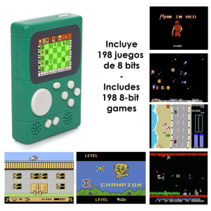 Mini console portatile Retro Pocket Player con 198 giochi a 8 bit, schermo da 2 pollici.