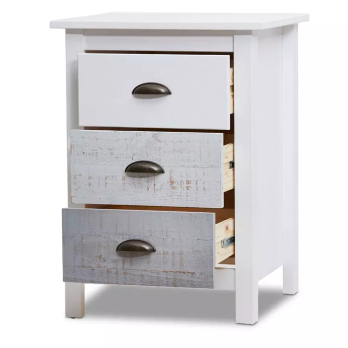 Mesita de noche Ocean 3 cajones Blanco - Vintage Colors