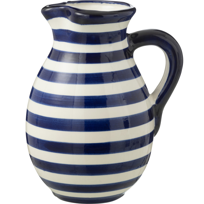 J-Line cruche Granada Stripes - céramique - blanc/bleu - large
