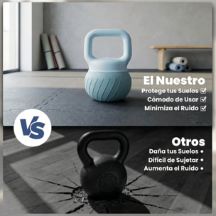Pesa Rusa 10 kg, Soft Kettlebell Relleno de Arena Metálica y Mango Antideslizante, para Entrenamiento Culturismo en Casa, Gimnasio, Azul Claro