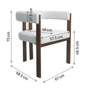 Fauteuil de salle à manger imitation bois "Neora" - Gris clair