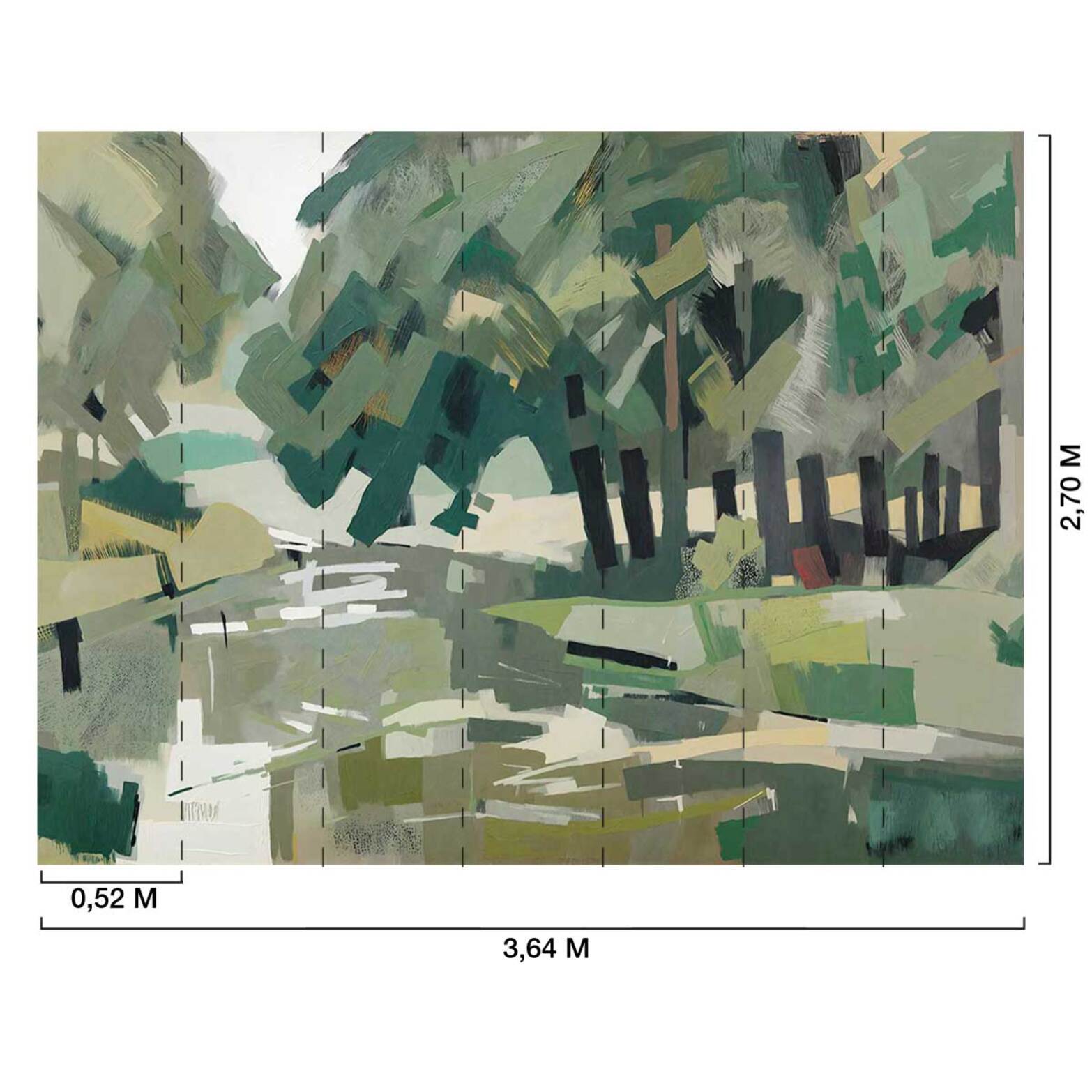 Papier peint Sous-bois cubiste vert olive Intissé