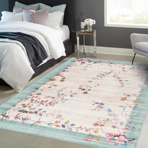Tapis salon et chambre tissé motif floral LUHE