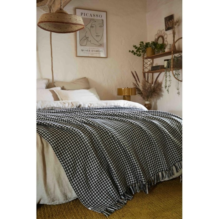 Couvre lit à franges tissé teint ''Gaspard'' 240 x 260 cm