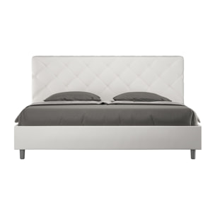 Lit king size sans sommier rembourré 180x210 similicuir blanc Priya