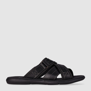 Sandalias de Piel - Negro - Tacón: Bajo