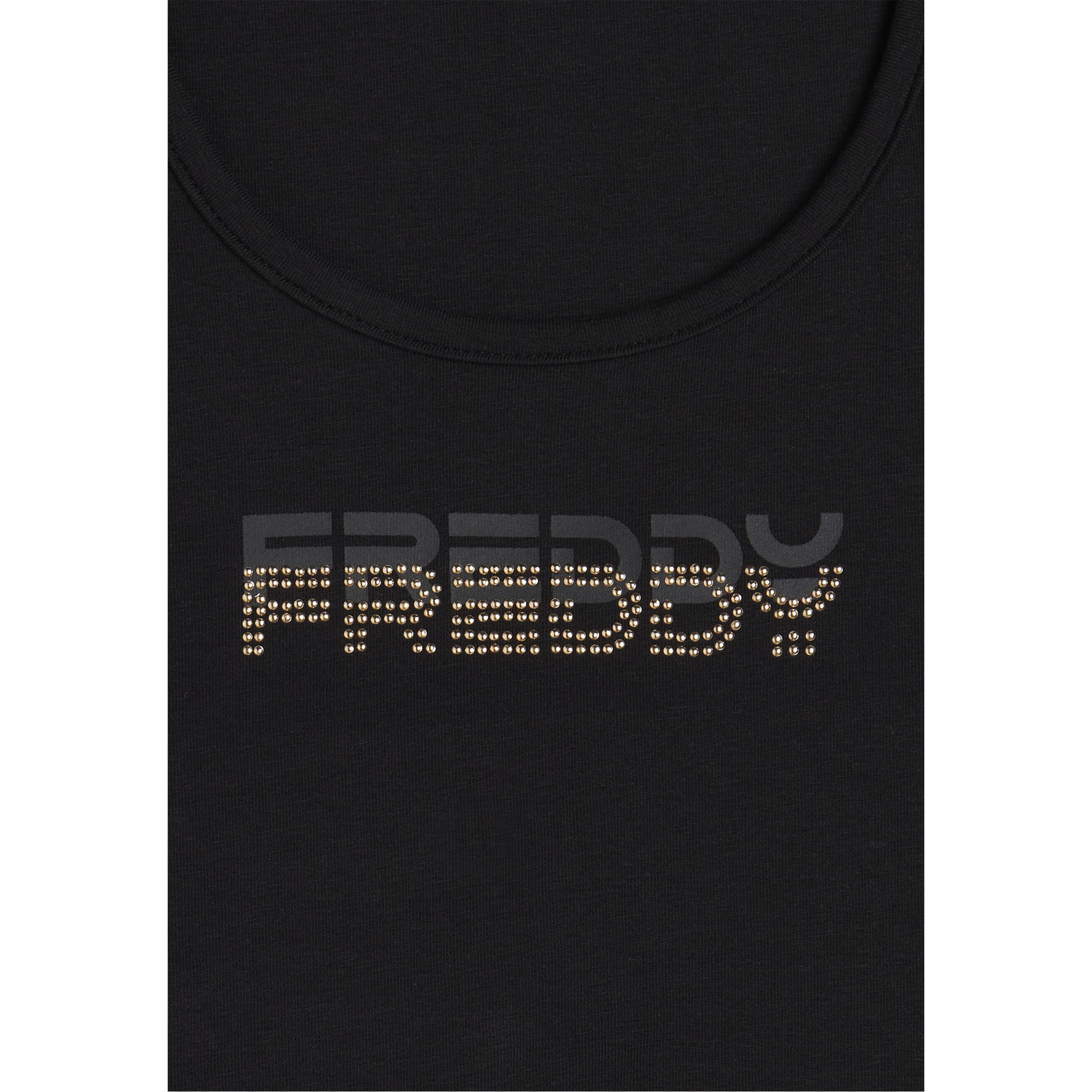 Top sportivo supporto medio in jersey con grafica dorata