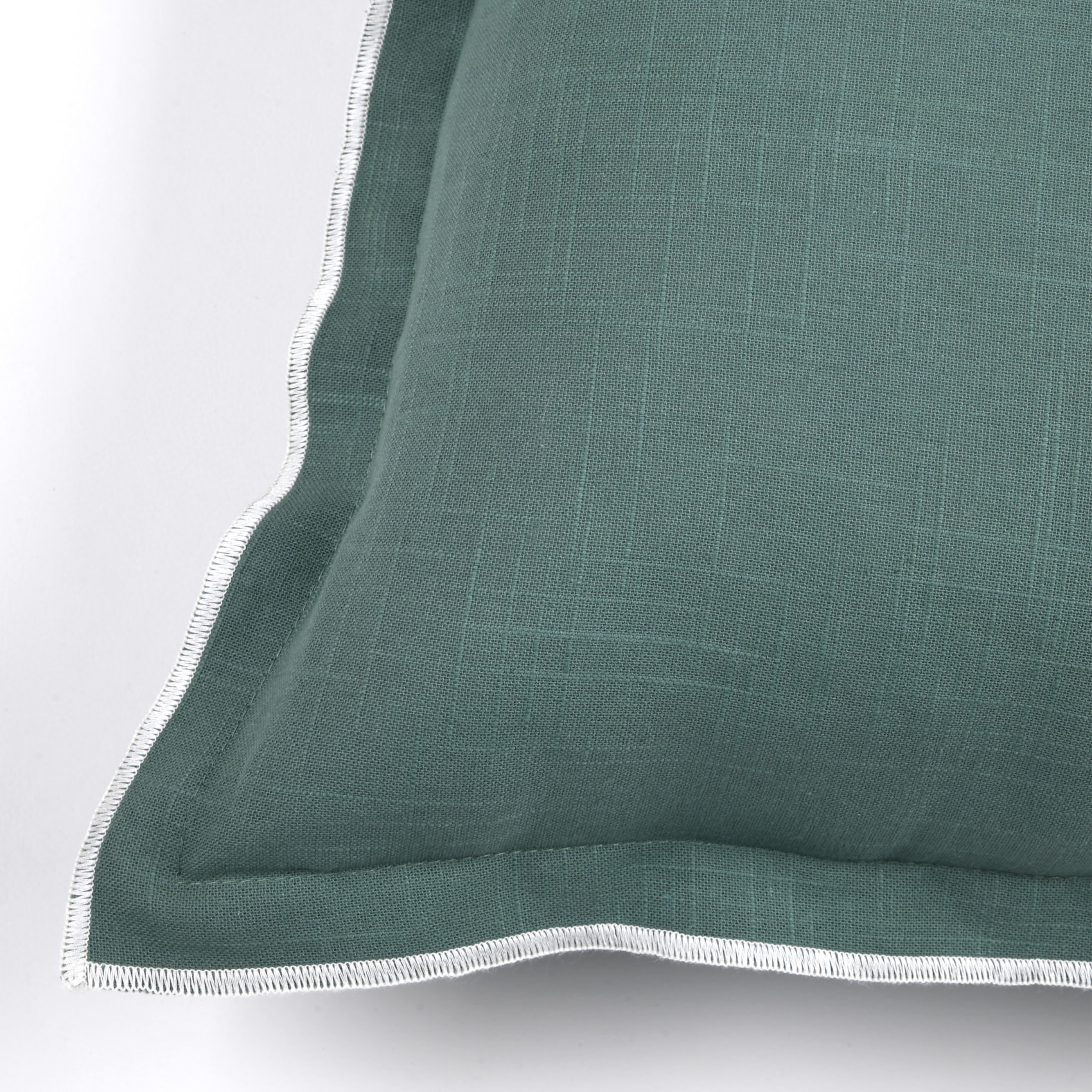Coussin coton volant plat feston noir - Vert