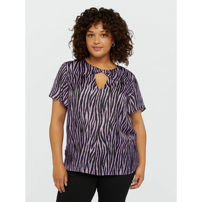 Fiorella Rubino - Blusa animalier con nodo - Viola