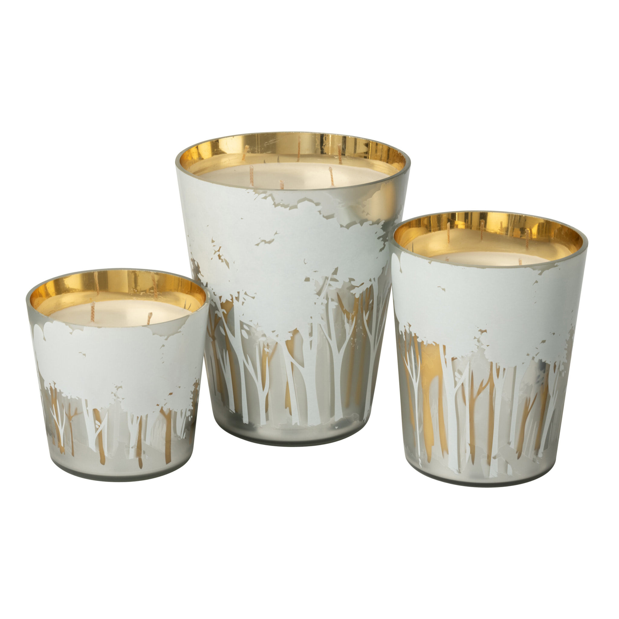 J-Line bougie parfumée Noa Forêt - blanc/or - large - 95H - 2 pièces