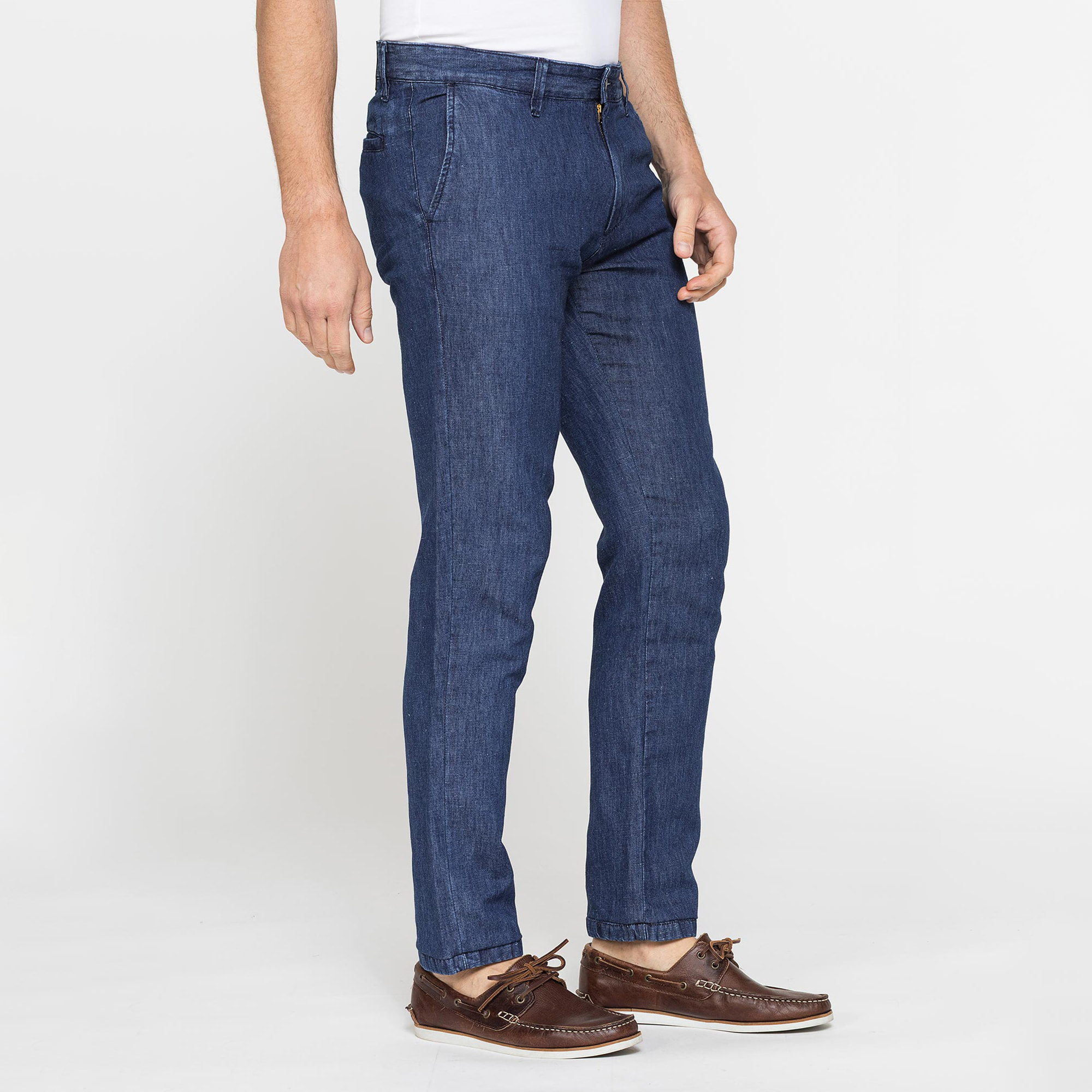 JEANS CHINO IN TESSUTO DENIM DI LINO & COTONE