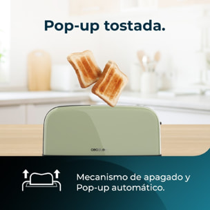 Cecotec Tostador vertical Toastin' time 1500 Green 1500W de Potencia Doble ranur