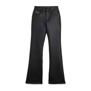 Pantaloni flare in similpelle con vita regular