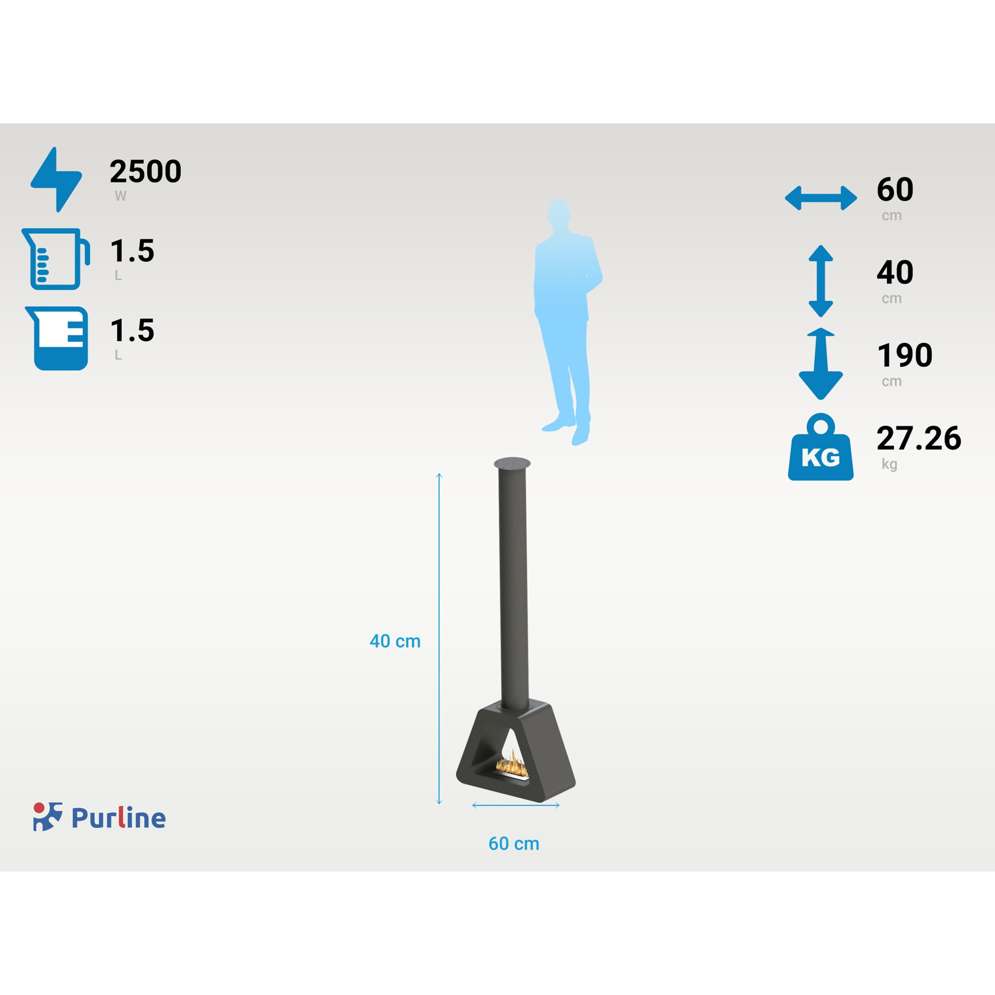 Chimenea de etanol de techo triangular en acero SYKE PYRAMID PURLINE