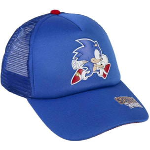 Gorra con visera curva de sonic - color azul - apta de 4 a 8 años - con impresión engomada de la colección - gorra para niños con cierre trasero ajustable