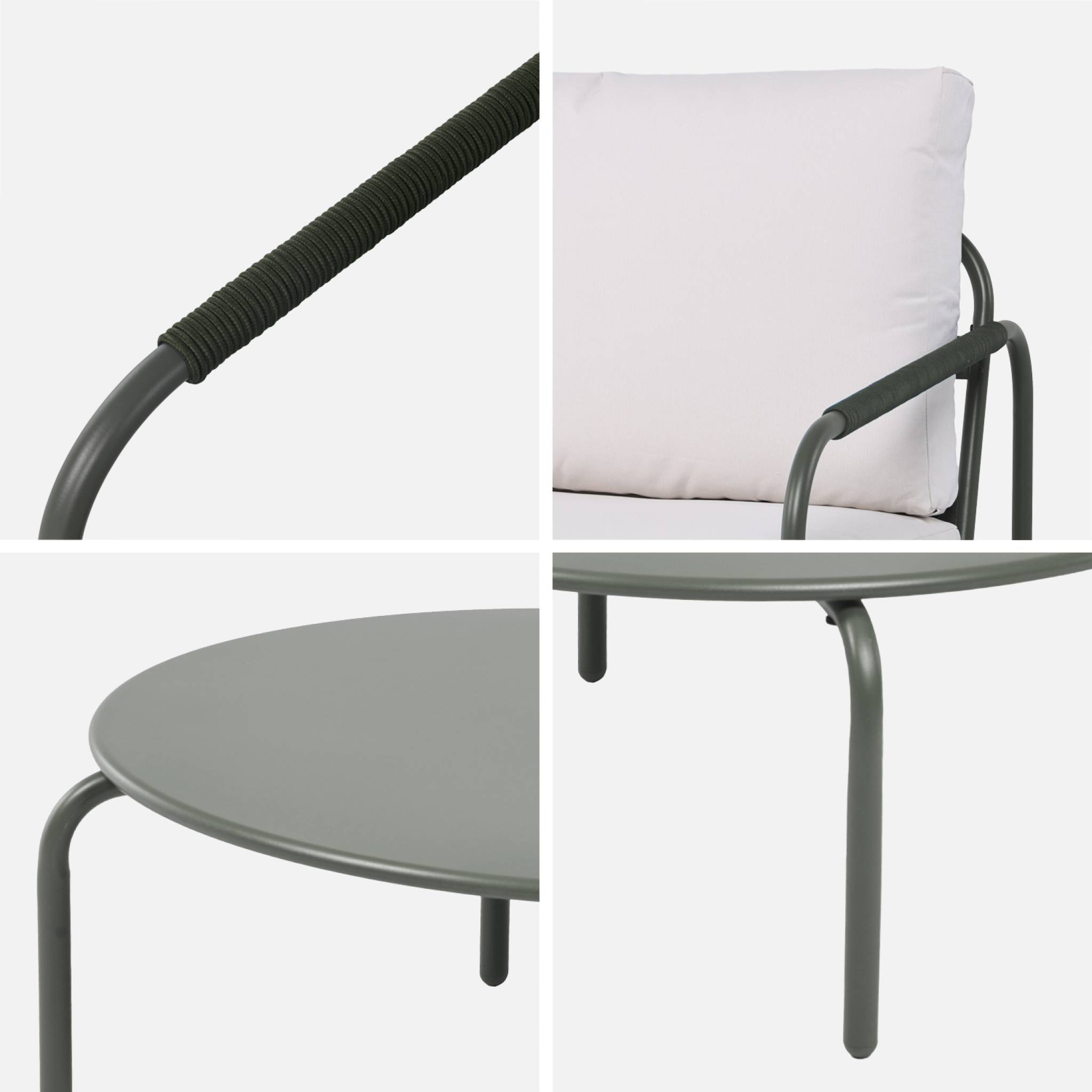 Salon de jardin LUANDA en acier. 5 places. kaki