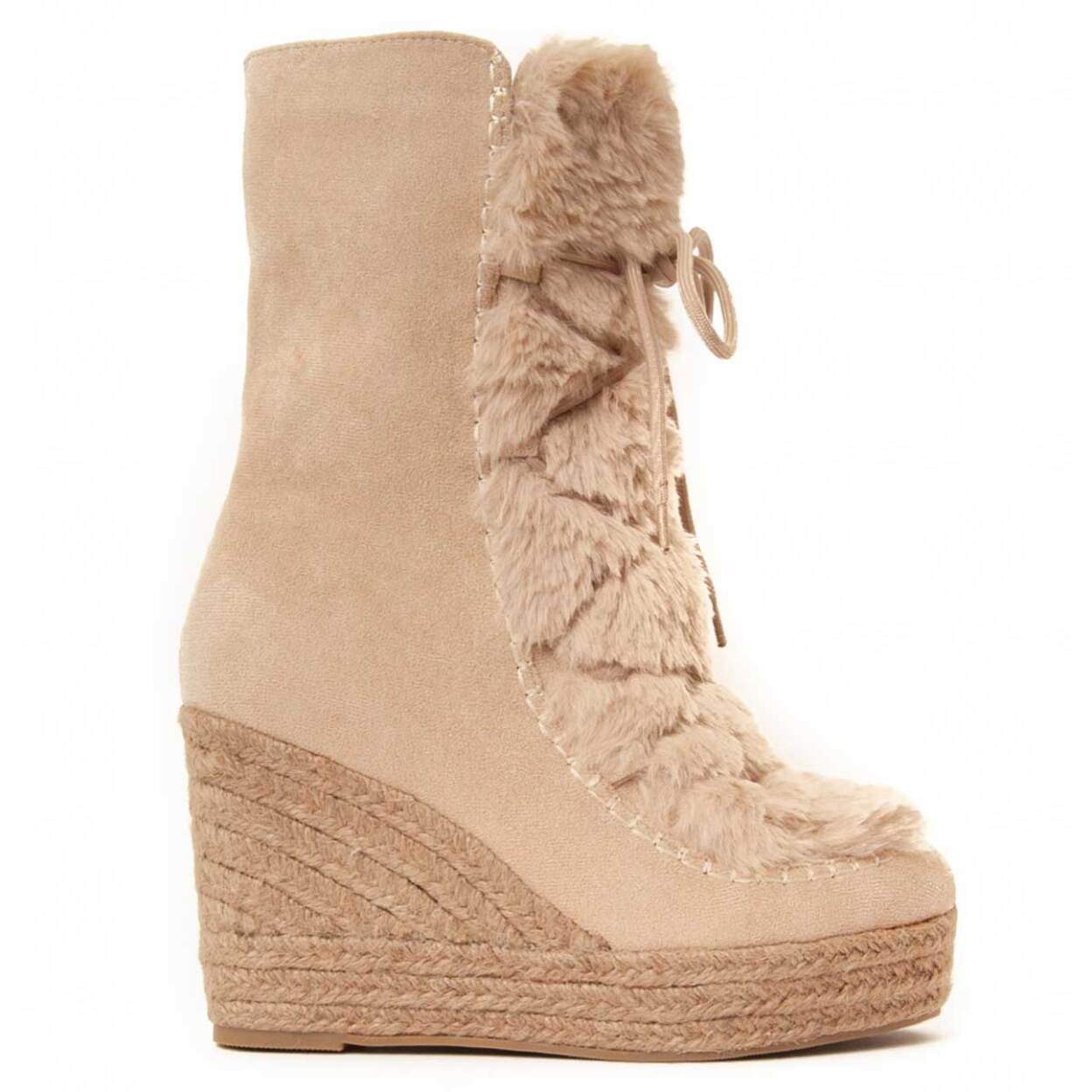 Bota de cuña - Beige - Altura: 10 cm