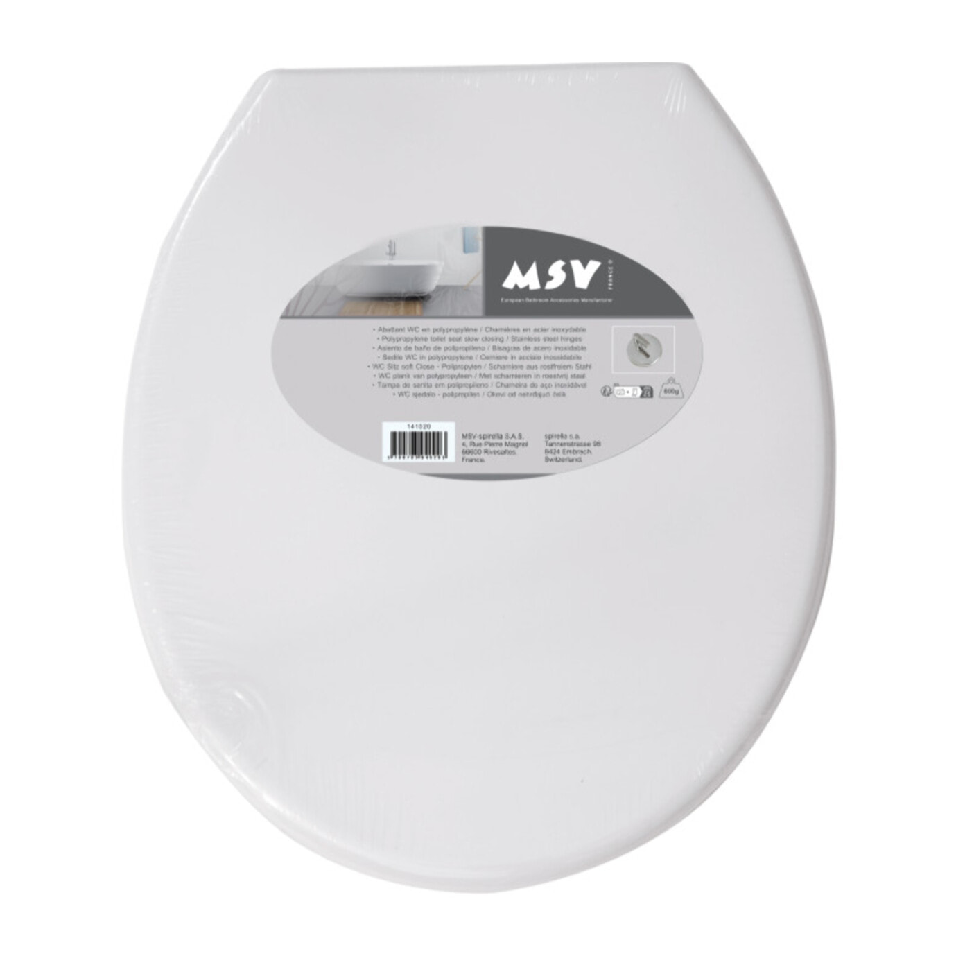 Abattant wc Blanc - Charnières Inox MSV