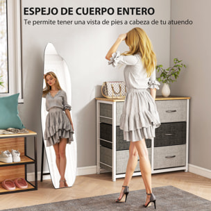 Espejo de Pie Cuerpo Entero 160x40 cm sin Marco, Espejo de Pie Forma Irregular con Soporte Metálico, Montaje en el Suelo o Apoyado contra la Pared, para Salón, Entrada y Dormitorio, Negro
