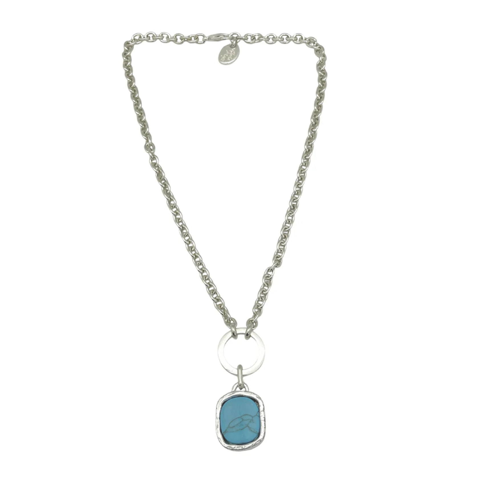 Collar turquesa colgante en plata chapado 10µ