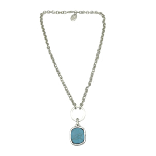 Collar turquesa colgante en plata chapado 10µ