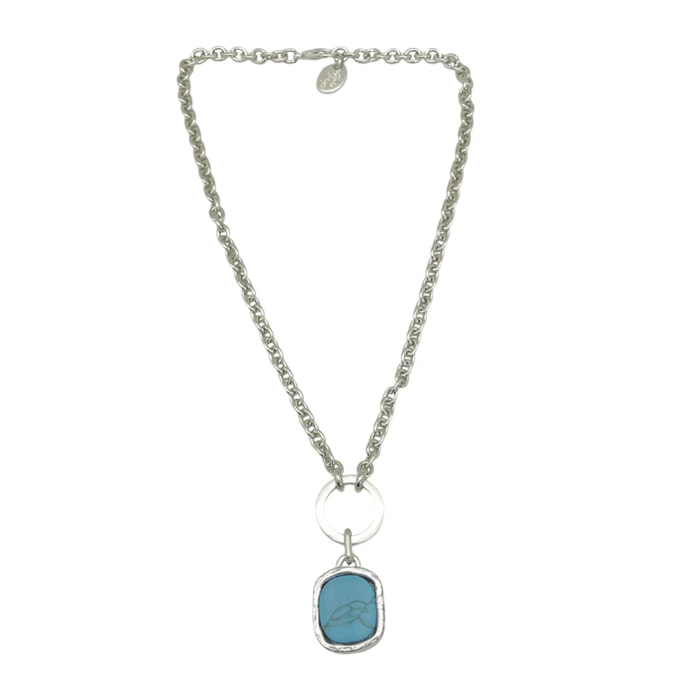 Collar turquesa colgante en plata chapado 10µ